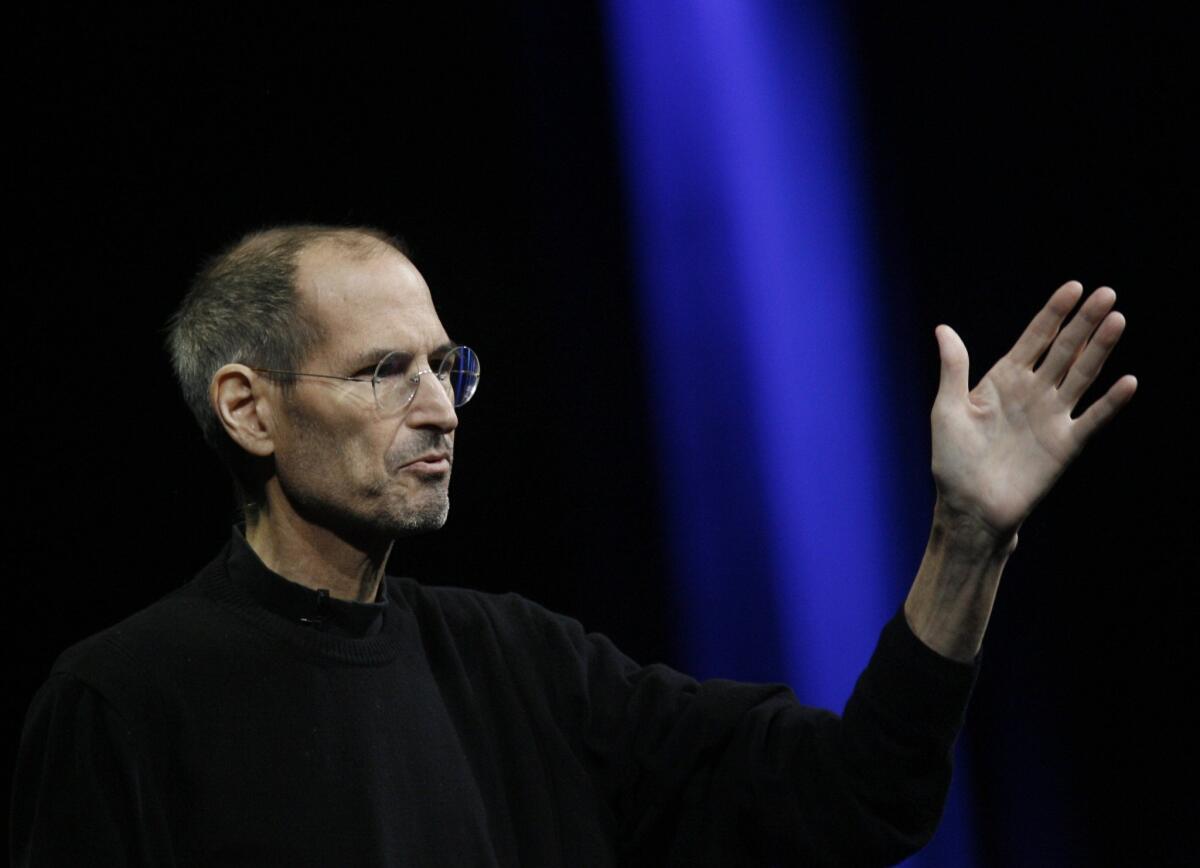 Steve Jobs speaks in San Francisco on June 6, 2011.