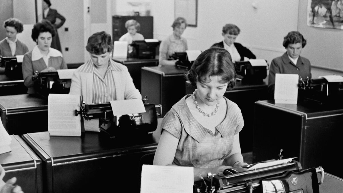 Women in the workplace in 1955.