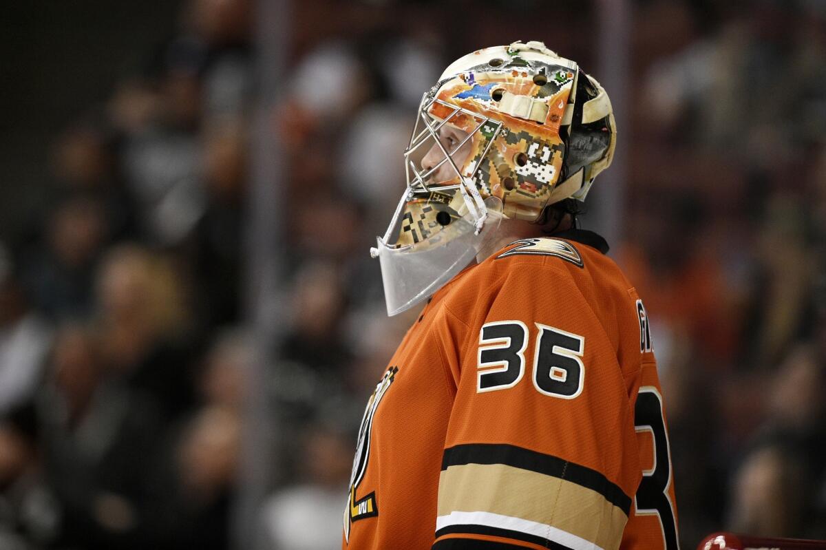 Ducks goalie John Gibson missed practice Thursday because of an illness.