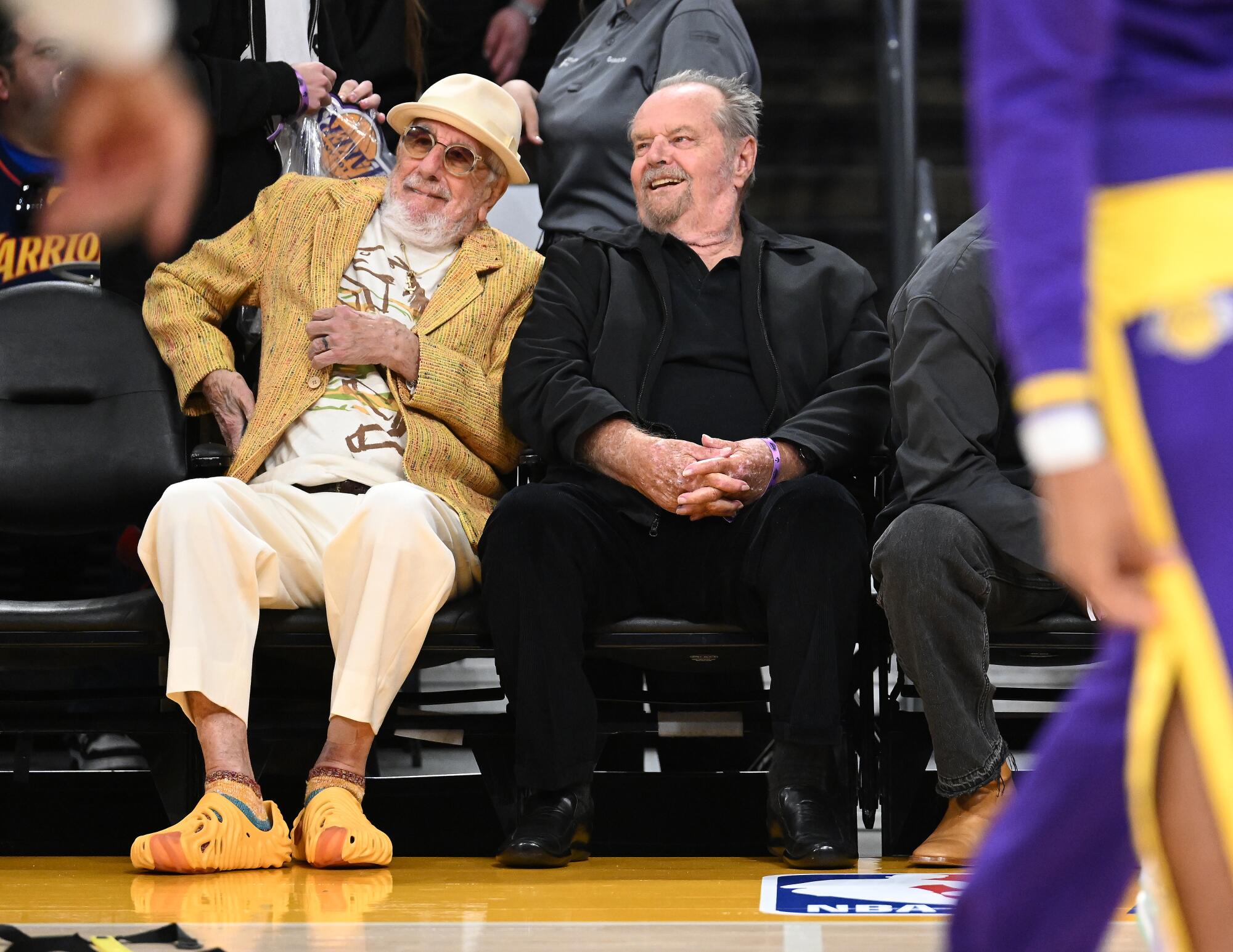 Jack Nicholson sits courtside during an NBA playoff game at Crypto.com Arena.