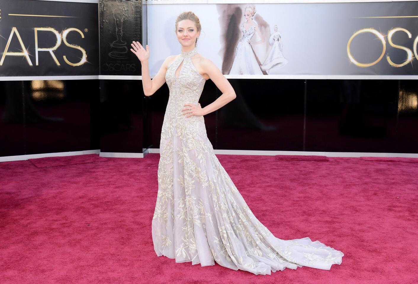 Oscars 2013 red carpet: Amanda Seyfried wearing Alexander McQueen.