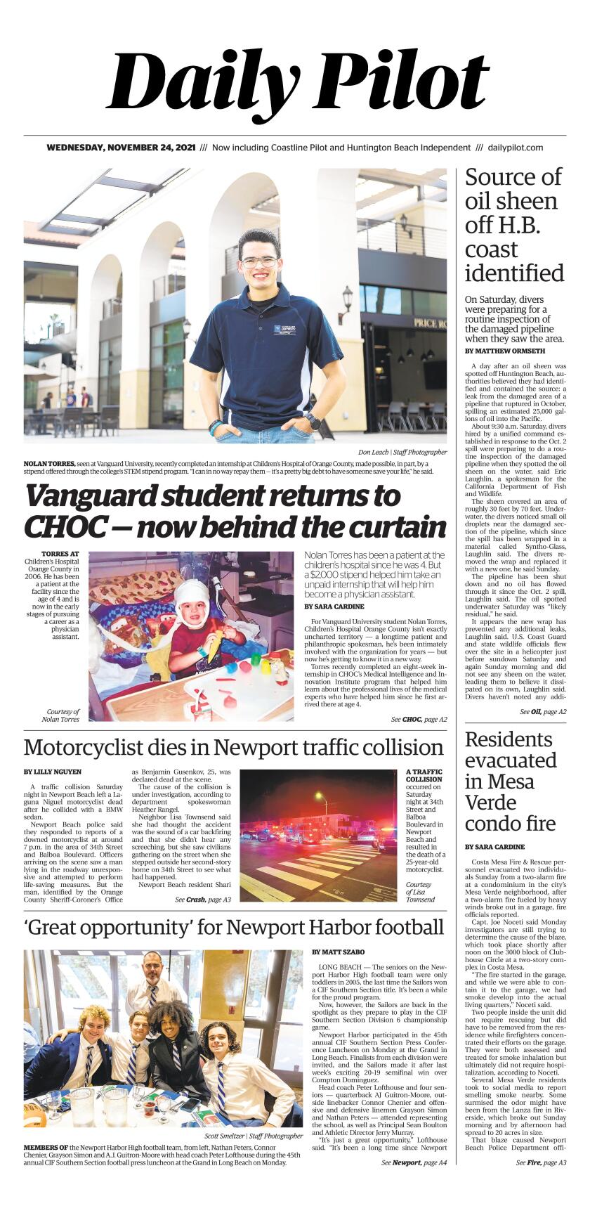Nov. 24 2021 Daily Pilot cover