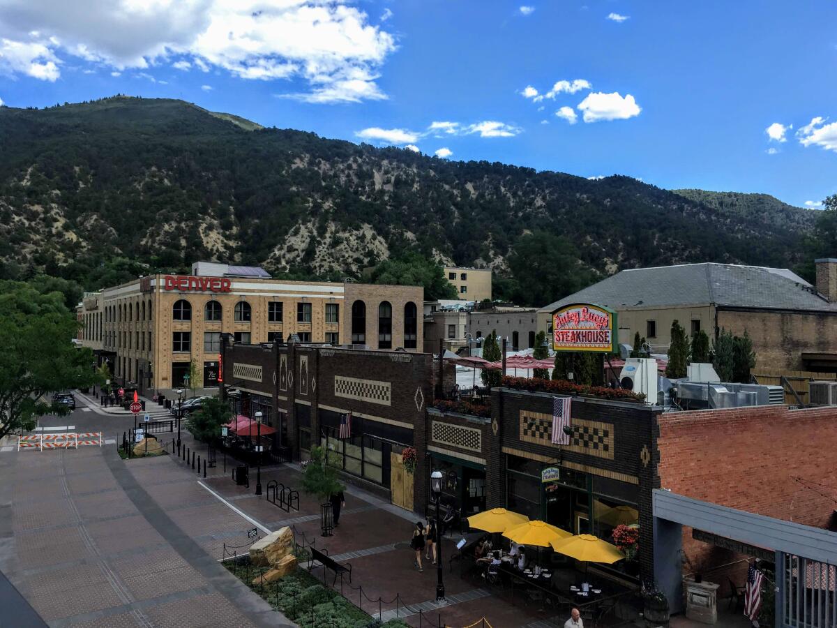 The train station in Glenwood Springs, Colo., is just steps away from its lively downtown area.