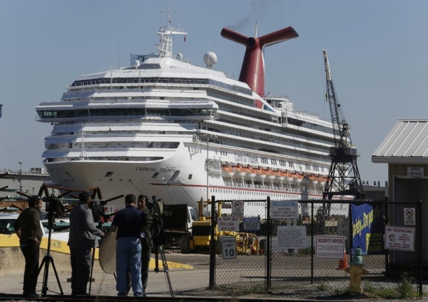 Pictured above, the Carnival Triumph, which lost power in the Gulf of Mexico in February.