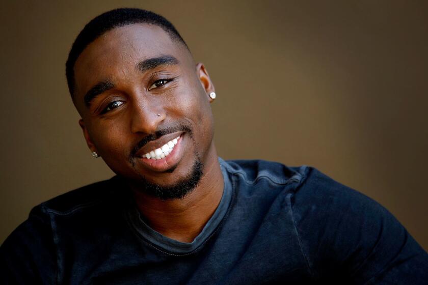 BEVERLY HILLS, CA., APRIL 11, 2017--Portrait of Demetrius Shipp Jr. portray the late Tupac Shakur in the upcoming 2017 biopic ALL EYEZ ON ME. Ship star alongside Jamal Woolard, who also played The Notorious B.I.G. in the 2009 film NOTORIOUS. (Kirk McKoy / LOS ANGELES TIMES)