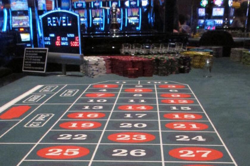 A roulette table awaits gamblers at Revel in Atlantic City, N.J.