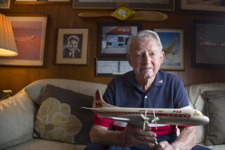 99-year-old Leo Leonard, a co-founder of PSA, Pacific Southwest Airlines at his Del Cerro home, June 19, 2019 in San Diego, California. He is trying to have the pilots who died in the September 25, 1978 midair collision between a PSA Boeing 727 and a private plane over North Park exonerated from having any part in causing the crash that took 144 lives. 135 people on the planes, and seven people on the ground.