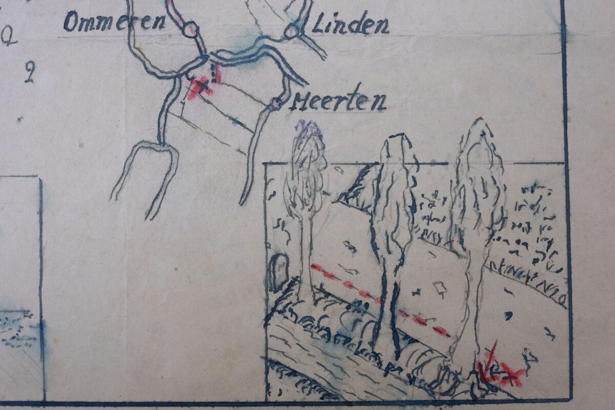 Detalle del mapa que muestra el lugar donde supuestamente está enterrado un botín de los nazis e