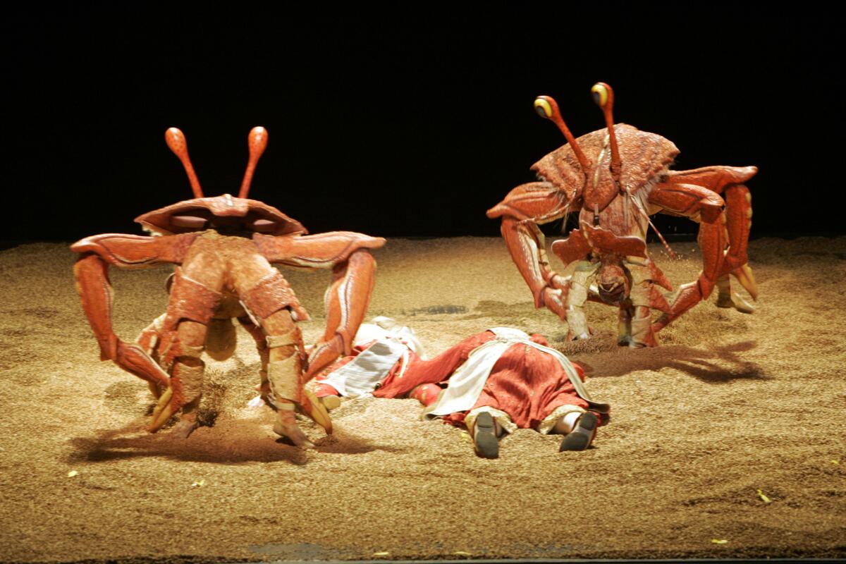 Crabs spring from the sand in Cirque du Soleil's show "Ka."