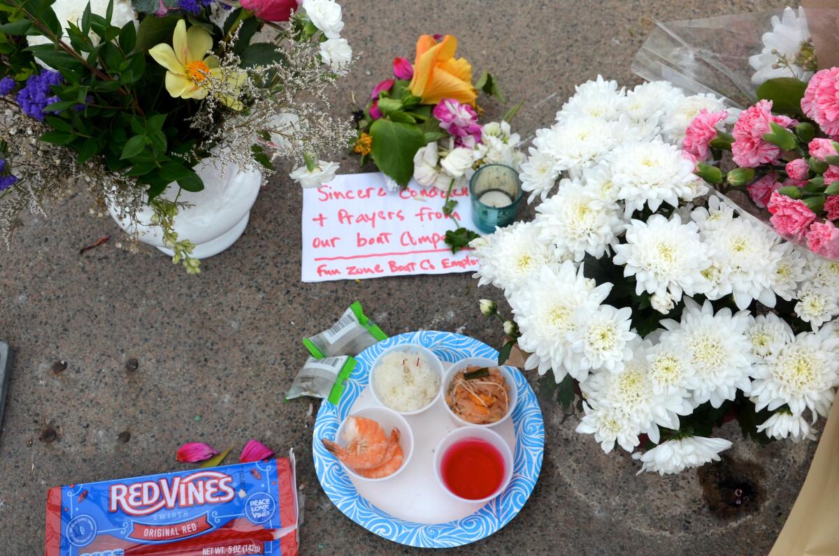 Foods and a note from Balboa Boat Co. for Rosenda Elizabeth Smiley.