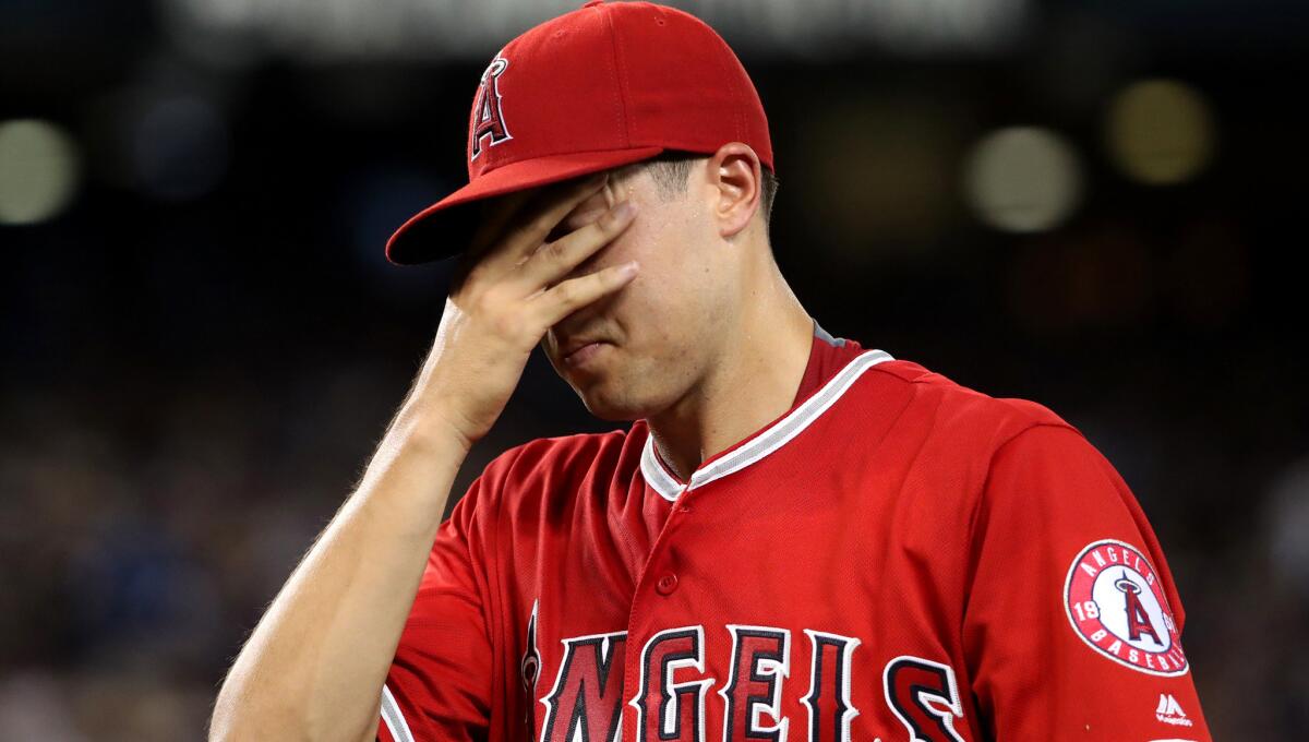 Angels starter Tyler Skaggs only completed four innings Tuesday, when he walked five batters.