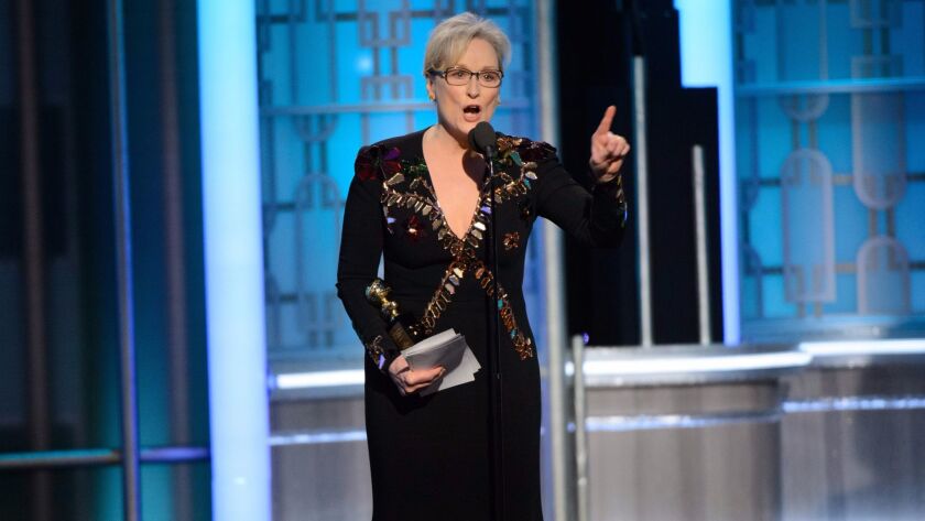 Meryl Streep accepts the Cecil B. DeMille Lifetime Achievement Award during the 74th annual Golden Globe Awards ceremony in Beverly Hills on Jan. 8. Streep used her acceptance speech to criticize President Trump, after which the president denigrated her career on Twitter.