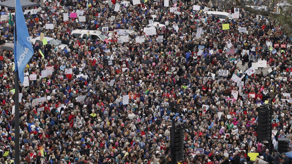 A rally in Oklahoma City on Monday to protest low education funding.