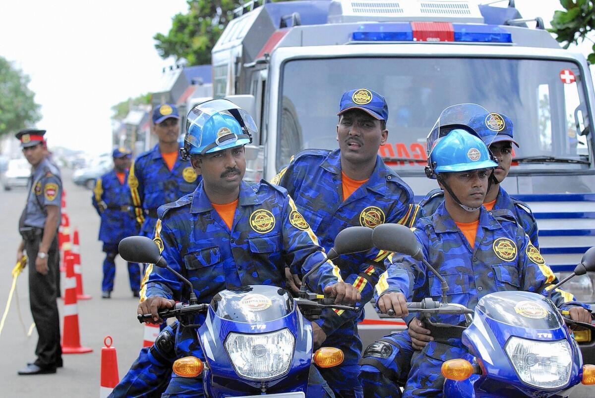 Topsline emergency response personnel in Mumbai in 2004. The private security company was hired by a doctors organization to protect 4,000 of its members.