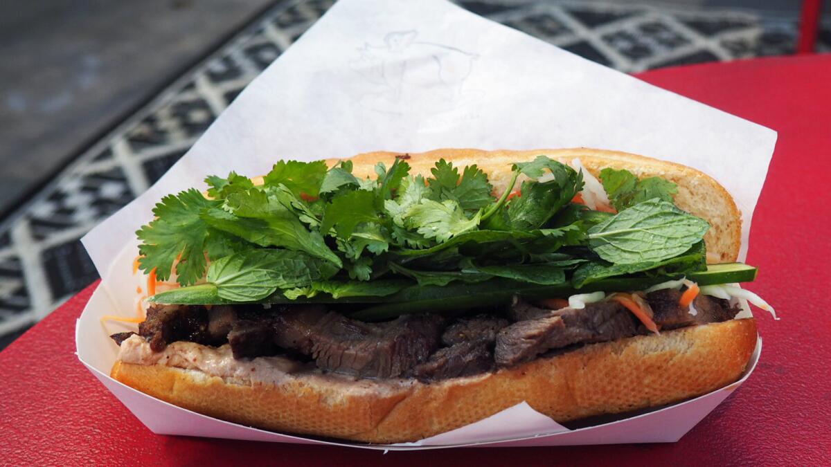 A banh mi sandwich from the Banh Oui pop-up in Silver Lake.