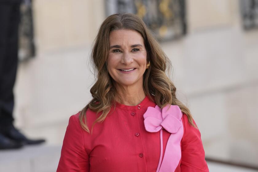 FILE - Co-chair of the Bill & Melinda Gates Foundation Melinda French Gates smiles as she leaves the Elysee Palace, June 23, 2023, in Paris. Melinda French Gates will step down as co-chair of the Bill & Melinda Gates Foundation, the nonprofit shone of the largest philanthropic foundations in the world that she helped her ex-husband Bill Gates found more than 20 years ago. (AP Photo/Christophe Ena, File)