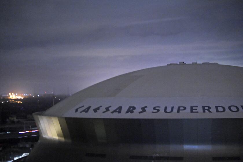 This early Monday, Aug. 30 file photo, shows the Caesars Superdome, home of the New Orleans Saints, after Hurricane Ida