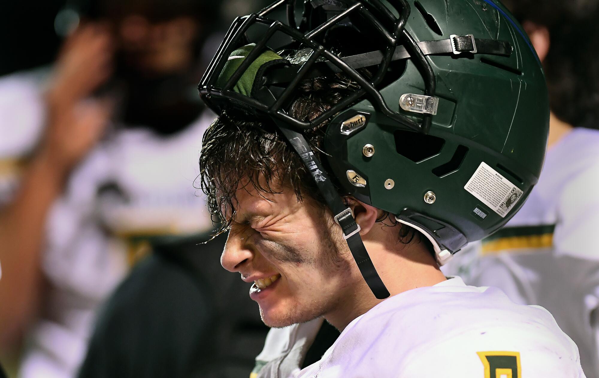 Paradise's Brenden Moon grimaces during a timeout against West Valley in Cottonwood, Calif., on Nov. 22.