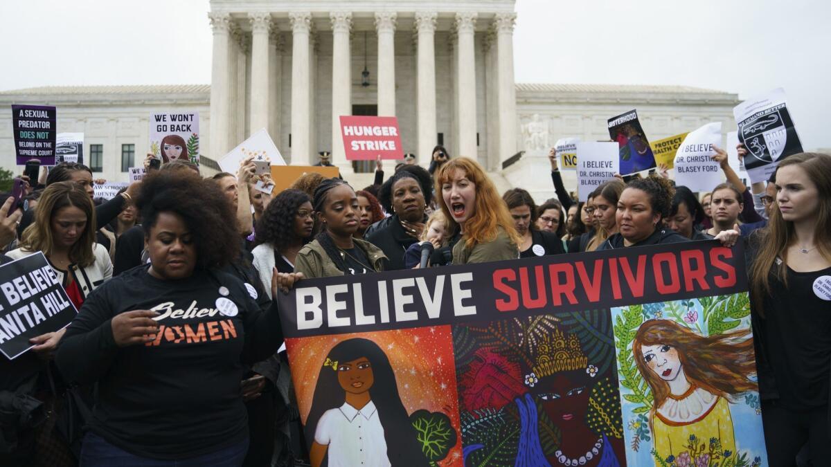 Protesters gather in front of the Supreme Court on Sept. 24 to protest the nomination of Judge Brett Kavanaugh in light of a sexual assault allegation against him.