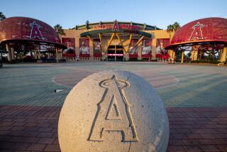Anaheim, CA - August 24: The sun sets on Angel Stadium as the Angels play the Tampa Bay Rays.