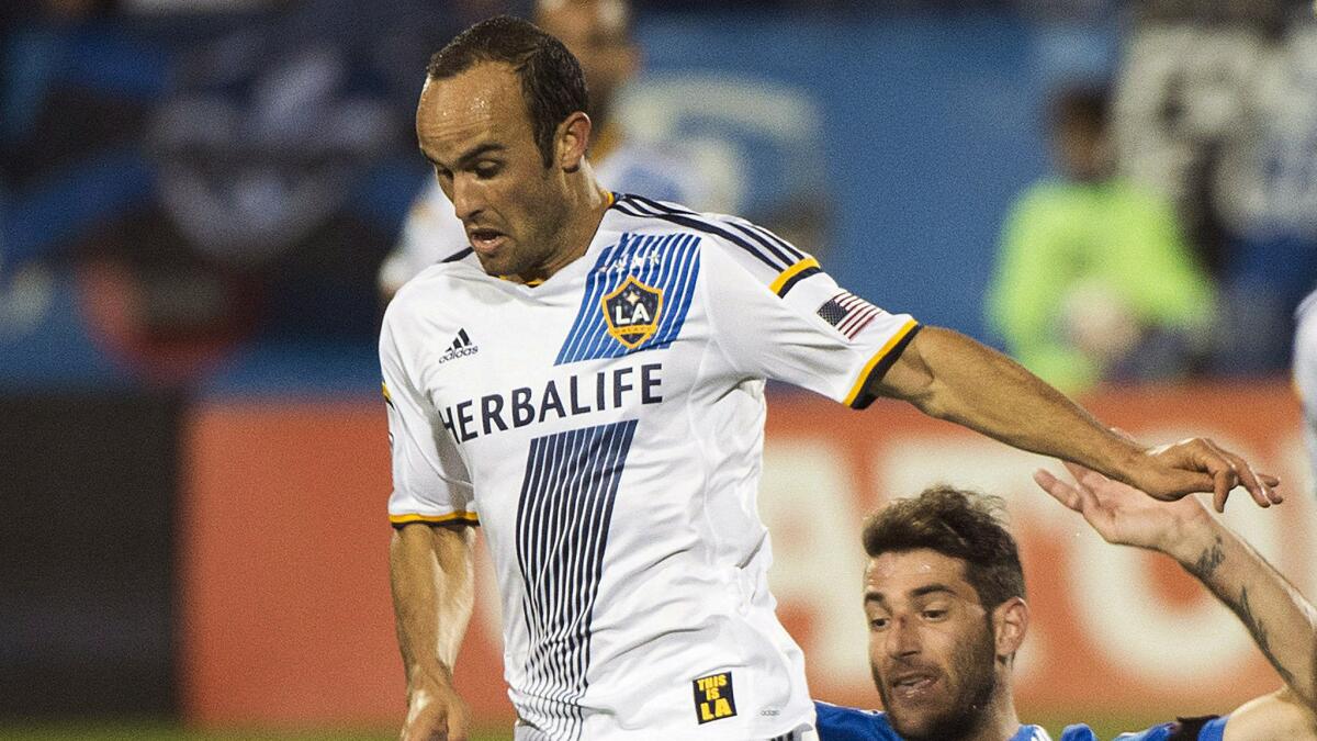 Galaxy forward Landon Donovan controls the ball during Wednesday's tie against Montreal.