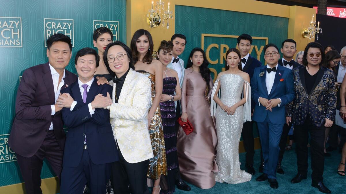 Ken Jeong, Jimmy O. Yang, Jon M. Chu, Sonoya Mizuno, Gemma Chan, Michelle Yeoh, Henry Golding, Awkwafina, Constance Wu, Chris Pang, Nico Santos, Ronny Chieng and Kevin Kwan