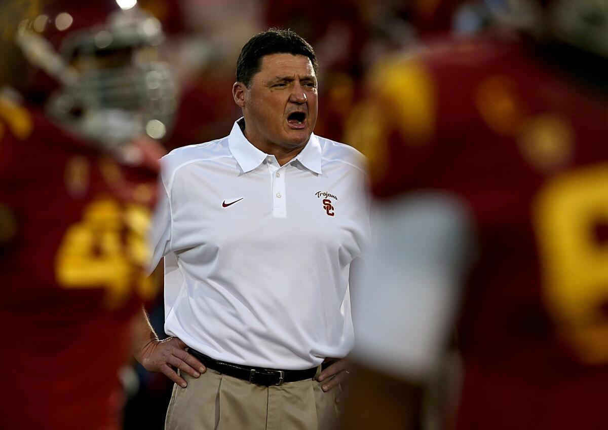 USC Interim Coach Ed Orgeron has guided the Trojans to a 6-2 record since taking over for Lane Kiffin.
