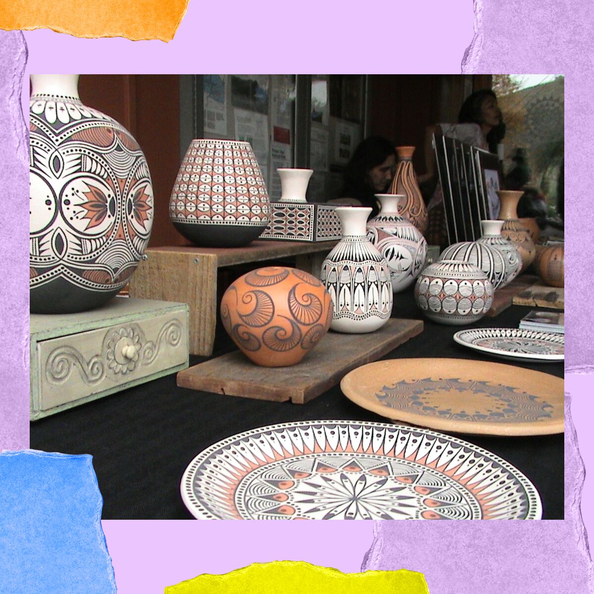 An assortment of bowls, plates, and pots that are among the winter solstice pottery for purchase