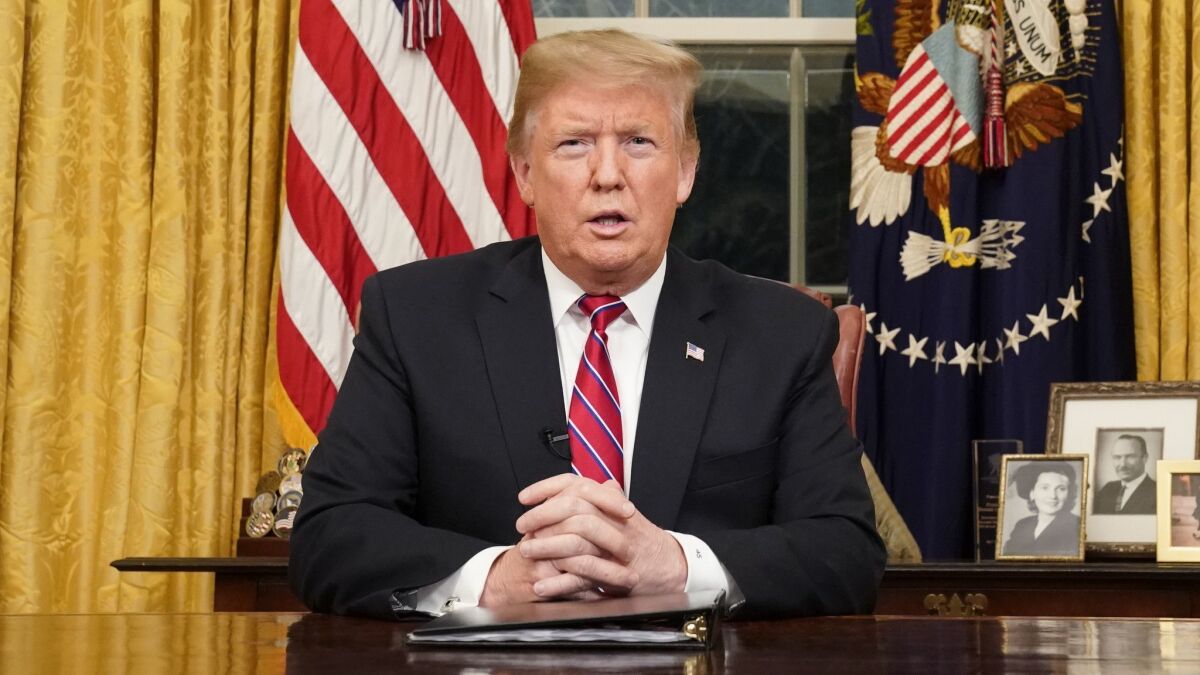 President Trump speaks from the Oval Office in a prime-time address about border security Tuesday.