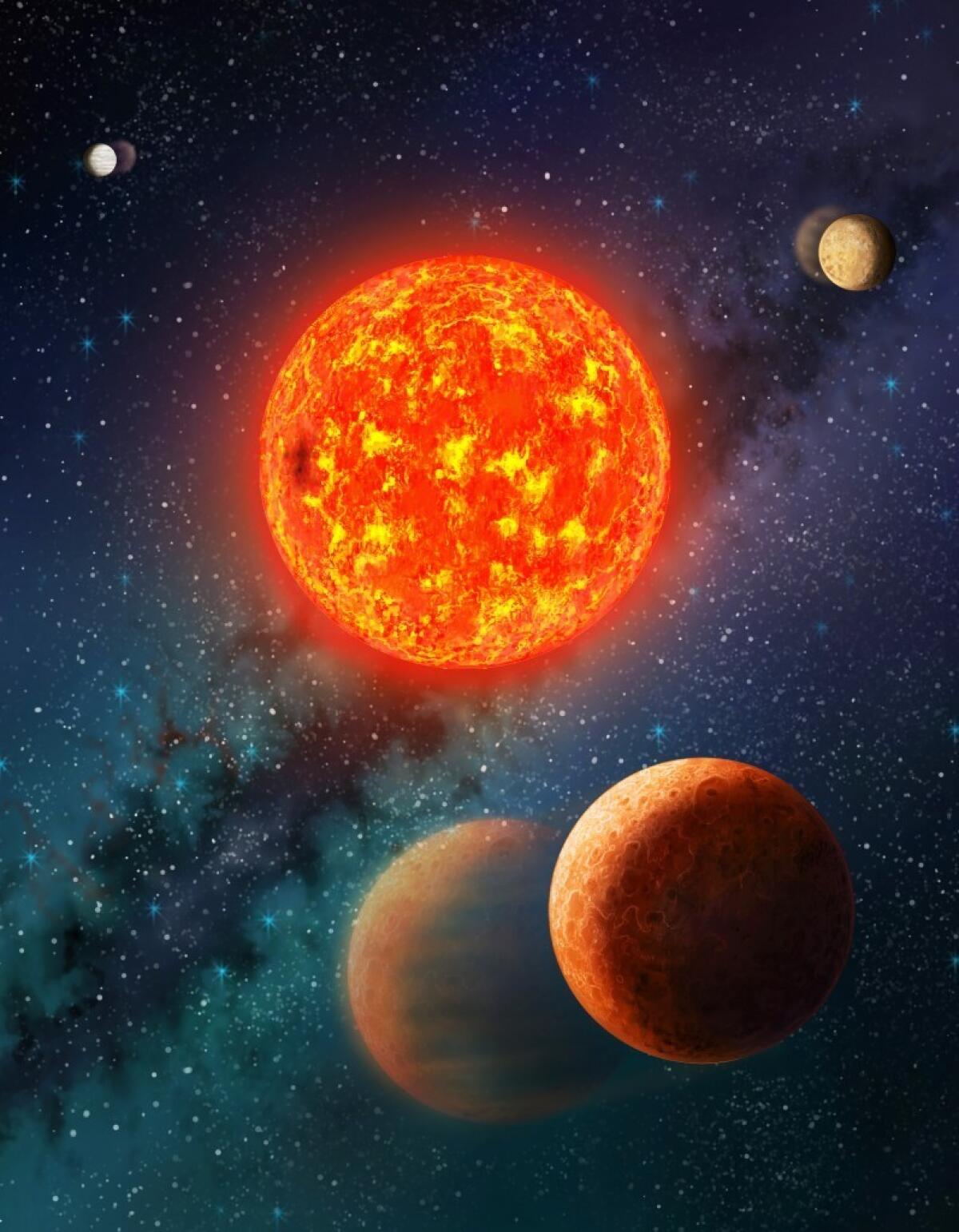 This illustration shows part of the planetary system harboring Kepler-138b, the first exoplanet smaller than Earth with both its mass and size measured.