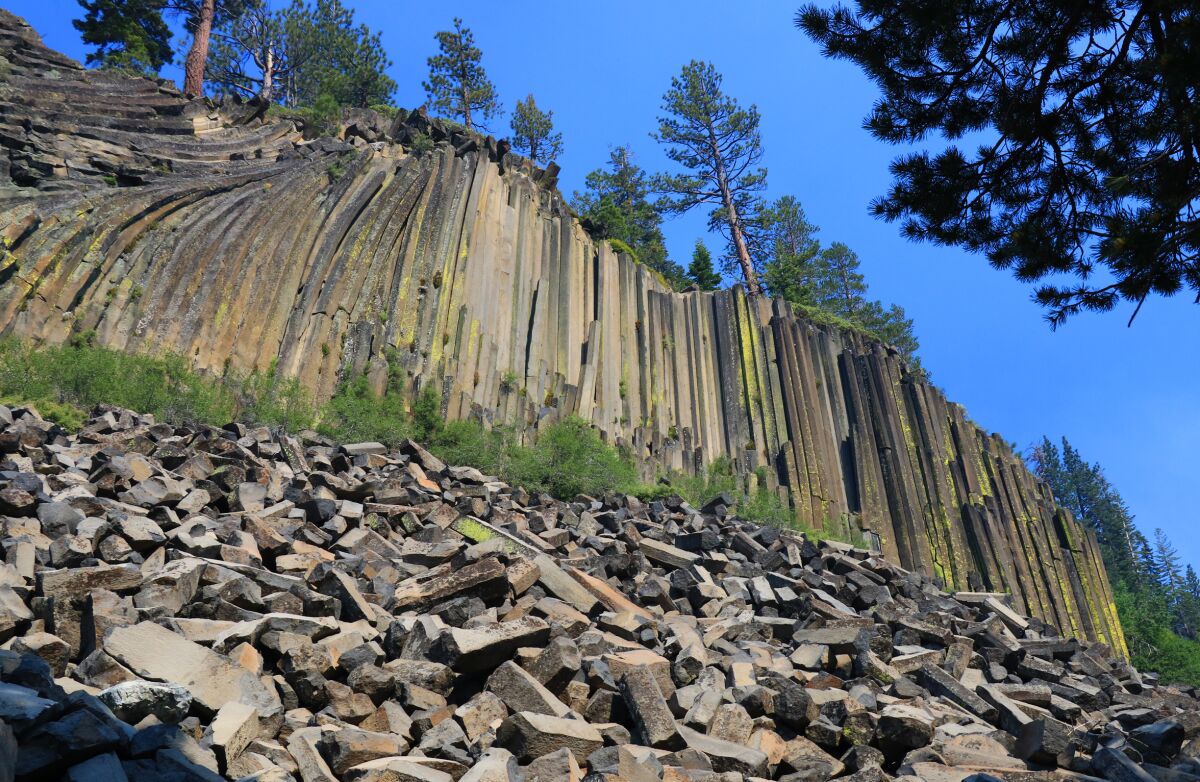 Devils Postpile National Monument offers great mountain vistas, unique rock formations and impressive waterfalls.