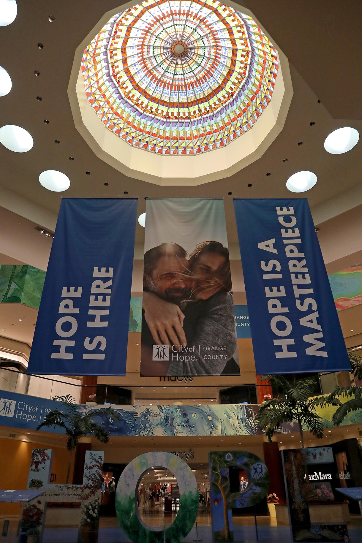The "Hope is a Masterpiece" art installation at South Coast Plaza.