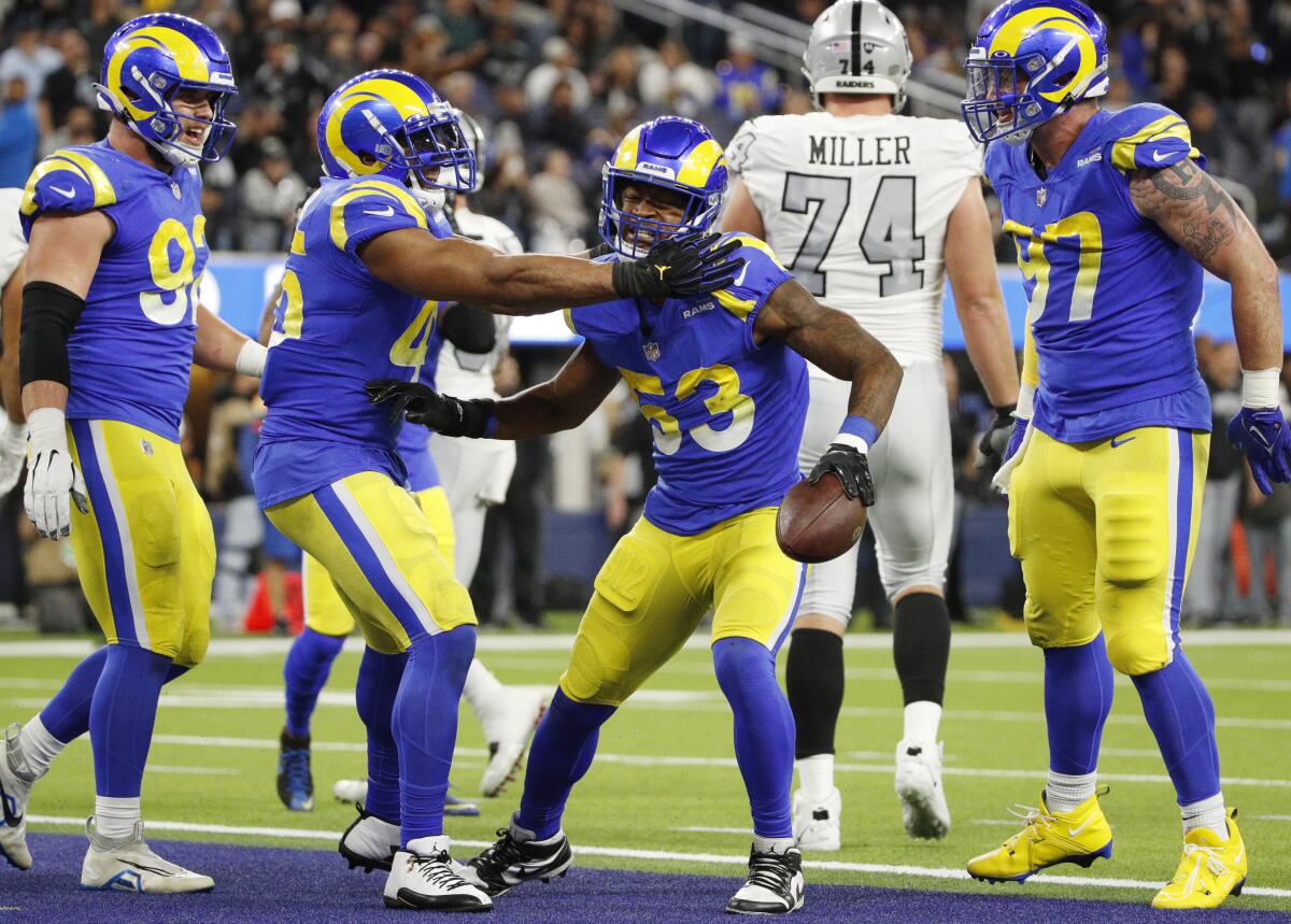 Los Angeles Rams Trail Las Vegas Raiders at Halftime, But QB Baker Mayfield  Solid in LA Debut - Sports Illustrated LA Rams News, Analysis and More