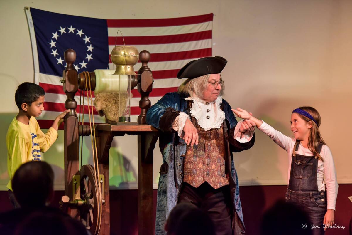 Actor Phil Sionski as Benjamin Franklin at the International Printing Museum in Carson.