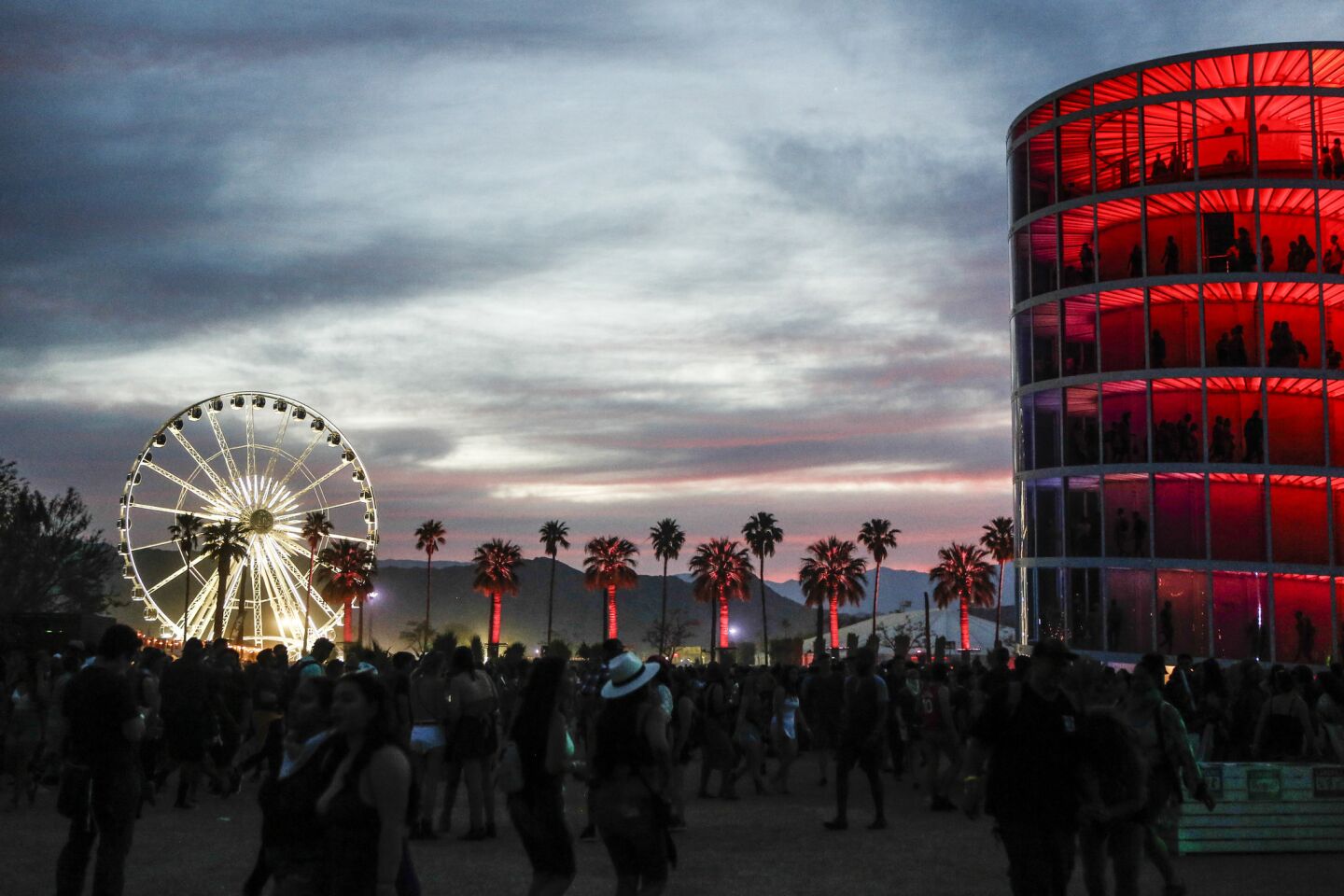 Sunset over the Coachella festival grounds Saturday.