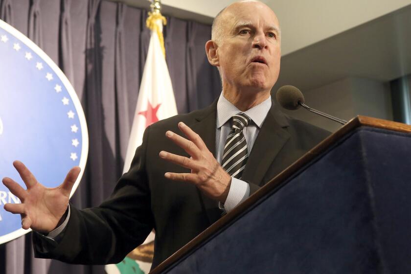 California Gov. Jerry Brown speaks at a press conference last week.