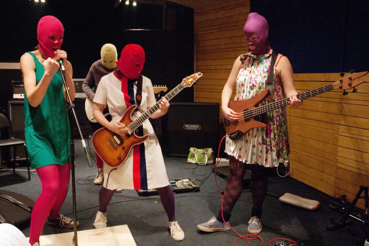 Members of Russian punk group Pussy Riot during a rehearsal in Moscow, February 2012.