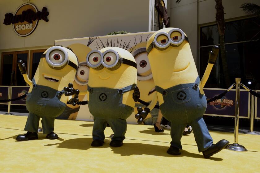 Minions arrive for the U.S. premiere of "Despicable Me 2" at Universal City Walk in Universal City, California.