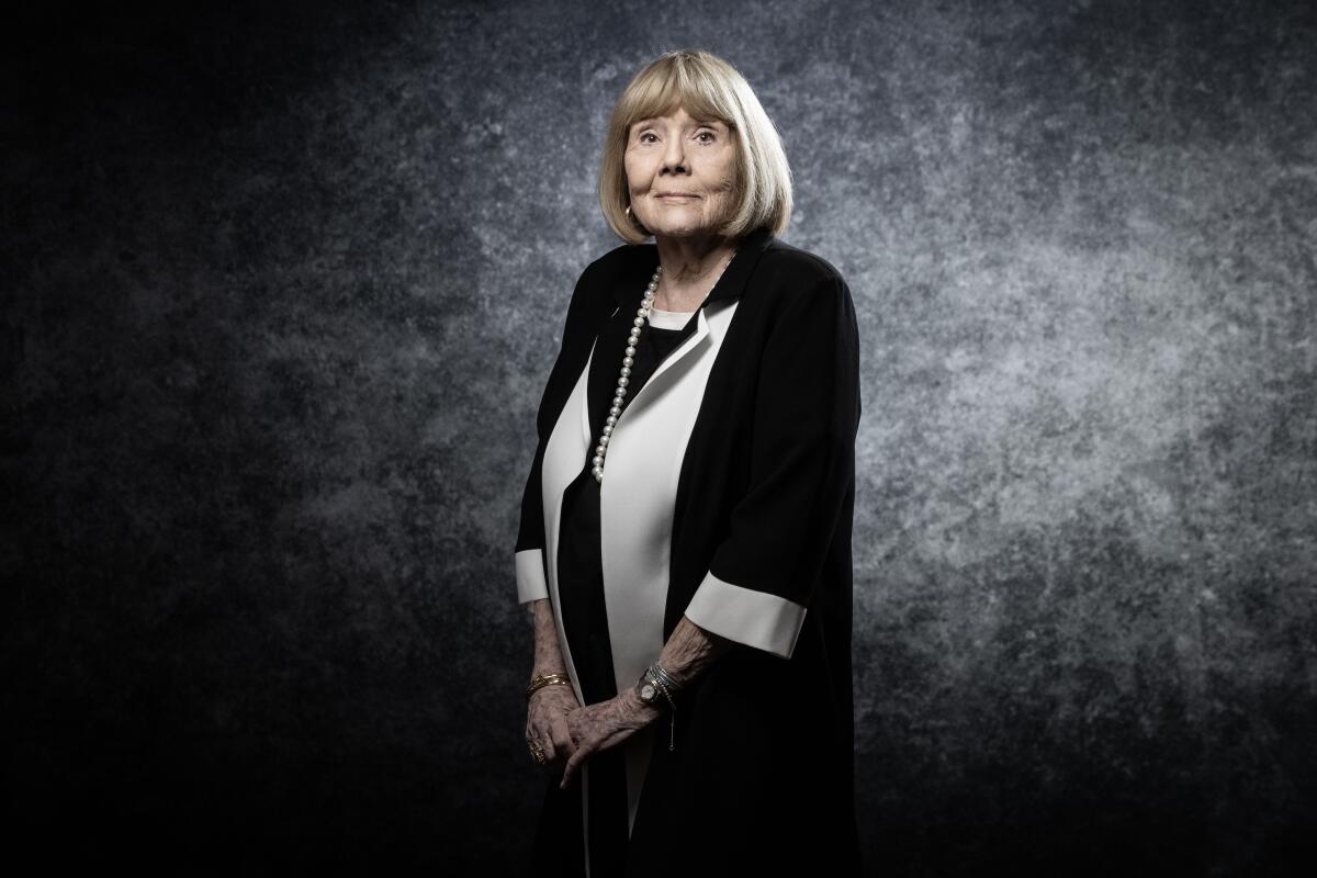English actress Diana Rigg poses for a photo portrait at Cannes film festival in April 2019.