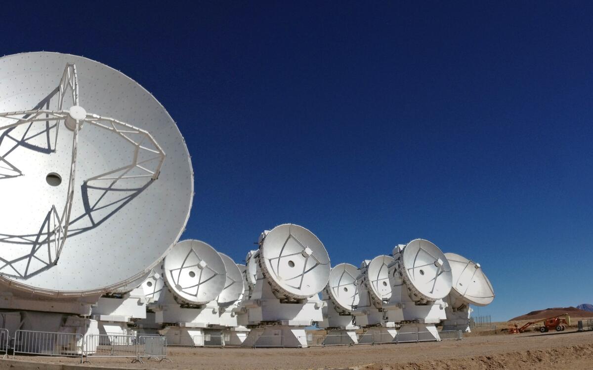 Part of the antenna cluster at Atacama Compact Array.