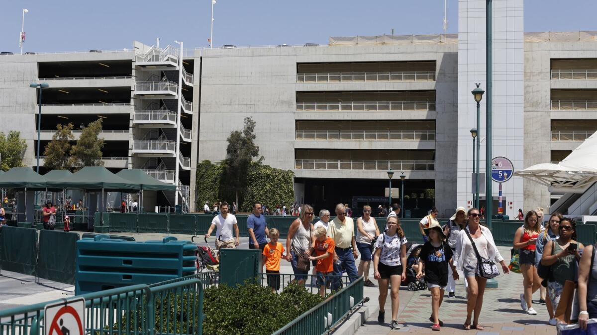 The Disney parking structure at 1313 Disneyland Drive in Anaheim. The city of Anaheim issued bonds to build the parking garage for the Disneyland Resort, with tax revenues from Disney and Anaheim hotels paying off the bonds.