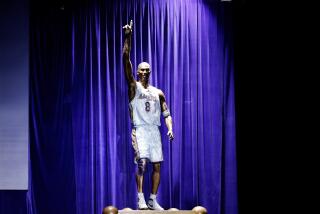 LOS ANGELES, CA - FEBRUARY 08: The Los Angeles Lakers unveil a statue honoring the late Kobe Bryant.