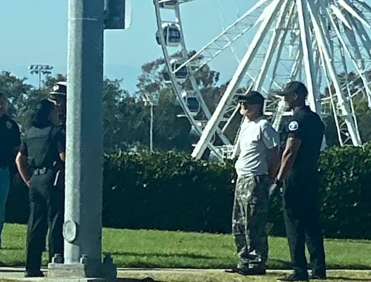 Costa Mesa police officers on June 28  detained an individual outside the O.C. fairgrounds in Costa Mesa.