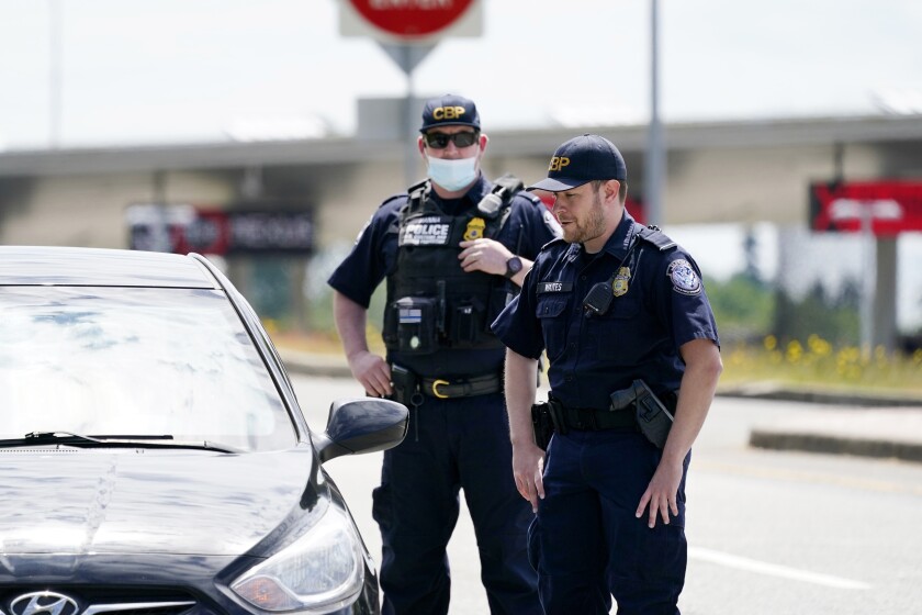 U.S. Customs and Border Protection officers at the Canadian border
