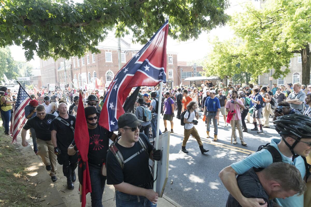 White nationalists clash with demonstrators in Charlottesville, Va., in 2017.
