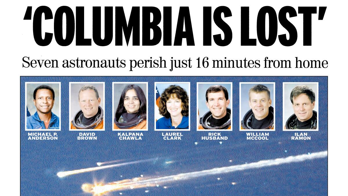 From the Archives: Remembering the Columbia space shuttle disaster - The  San Diego Union-Tribune
