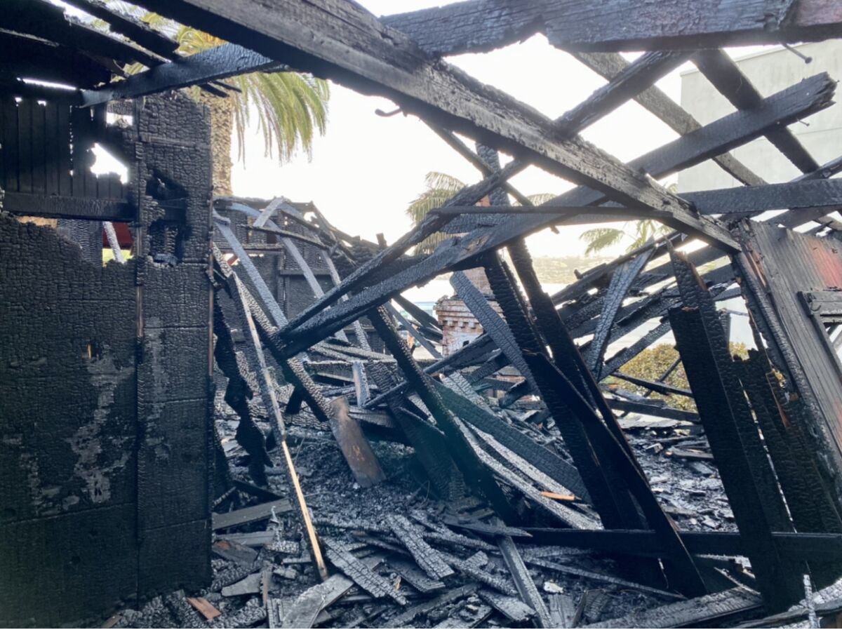 Red Rest cottage burned in a fire early Oct. 26 on Coast Boulevard in La Jolla.