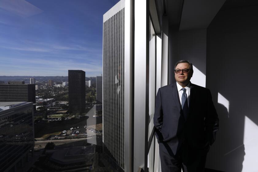 CENTURY CITY, CA - NOVEMBER 21, 2017 -- Celebrity attorney Marty Singer at his offices overlooking Century City on November 21, 2017. Singer has represented celebrities, including Charlie Sheen, Sylvester Stallone and Sharon Stone, for decades. He is Hollywood's go-to lawyer when stars need to protect their reputations and keep unseemly stories from getting into the tabloids and websites like TMZ. Singer now represents director Brett Ratner, who is facing allegations of sexual harassment and rape. (Genaro Molina / Los Angeles Times) EDITOR: THIS MAY BE THE BEST PHOTO TO ILLUSTRATE FLEISHMAN'S STORY. THERE MAY BE A PART IN FLEISCHMAN'S PIECE THAT STATES THIS IS THE VIEW SINGER RARELY HAS TIME FOR.