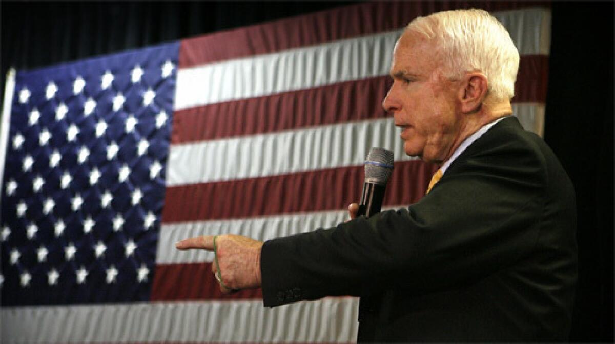 Republican presidential candidate Sen. John McCain campaigns at a VFW Post in Hudson, N.H.