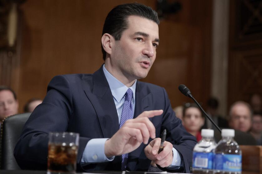 Dr. Scott Gottlieb, President Donald Trump's nominee to head the powerful Food and Drug Administration (FDA), speaks during his confirmation hearing before the Senate Committee on Health, Education, Labor, and Pensions, on Capitol Hill in Washington, Wednesday, April 5, 2017. (AP Photo/J. Scott Applewhite)